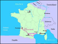 France Map - showing our current area of travels, click to view larger version